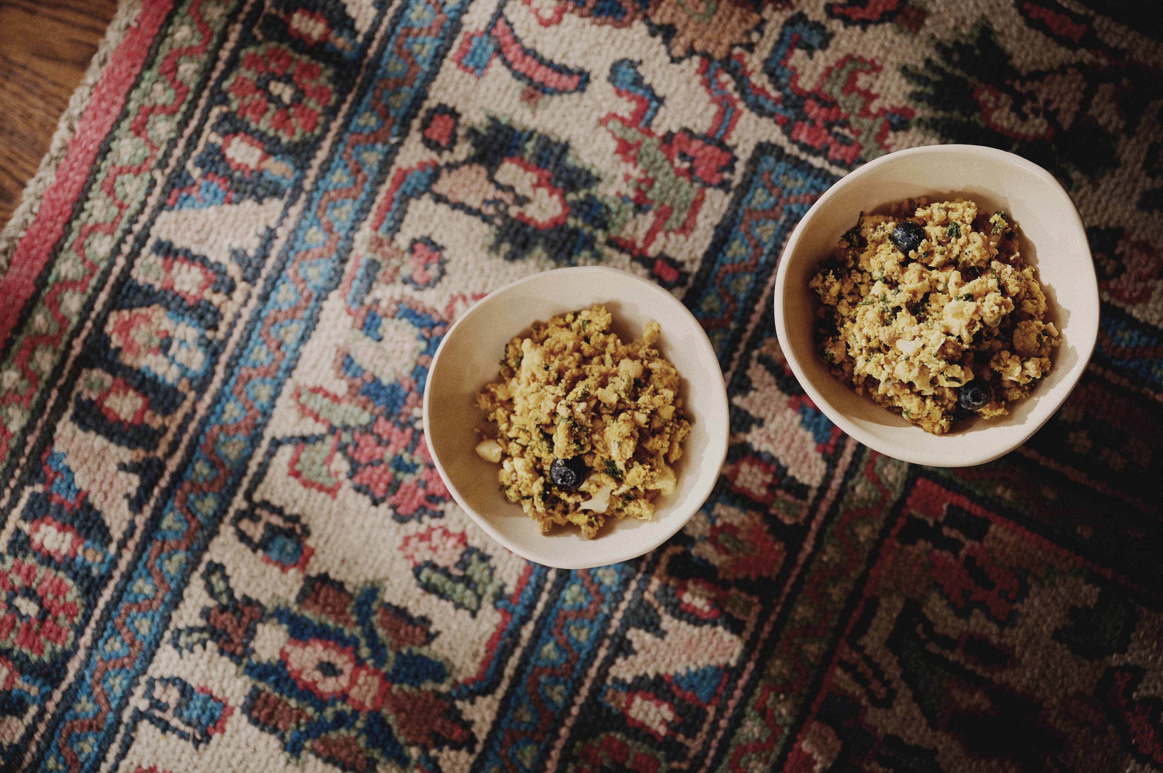 Freshly prepared nutritious meal with measuring spoon
