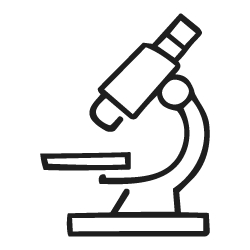 Icon of a microscope, representing veterinary nutritionist oversight and board-certified dog food formulation